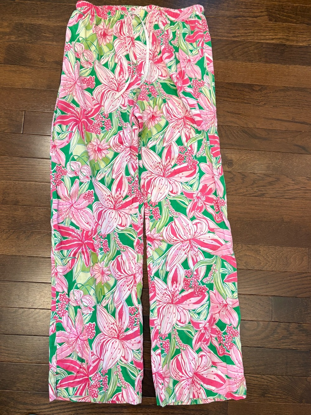 Lilly Pulitzer Long Sleeve Pajama Set Pink Green Lily Floral PJ Set Size XS - Picture 9 of 10